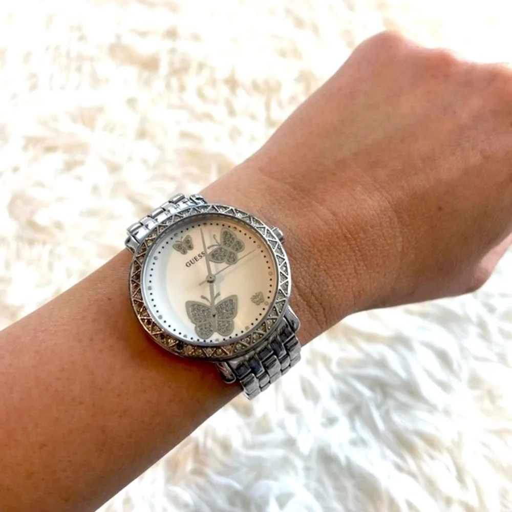 🤍 Stainless Steel Guess Butterfly Watch
